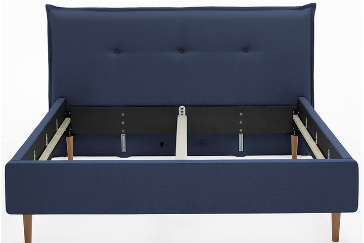 Devon Bed Heera Moti | Devon Bed Without Storage | King | Navy Blue Fabric Upholstery