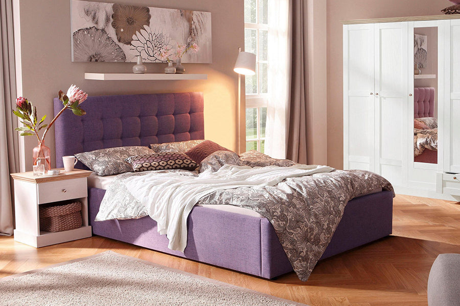 Raylan Bed with Hydraulic Storage | King | Pink Fabric