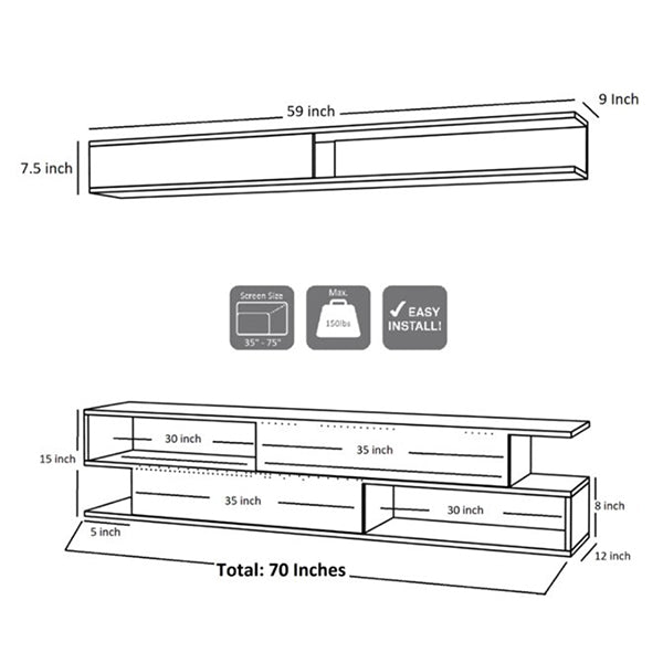 2 Part TV Stand | White & Black