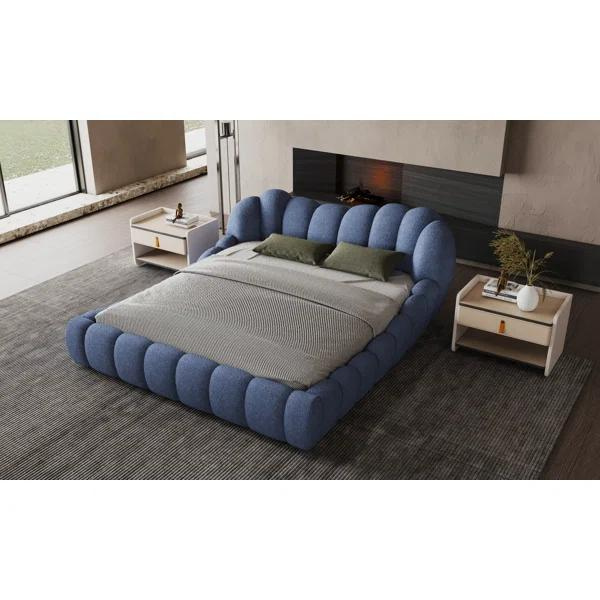 Vivid Bed Without Storage | King | Blue Fabric Upholstery