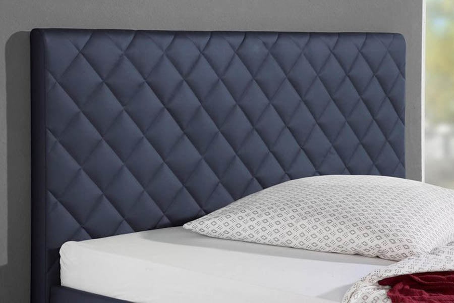 Viribus Bed Without Storage | King | Navy Blue Leatherette