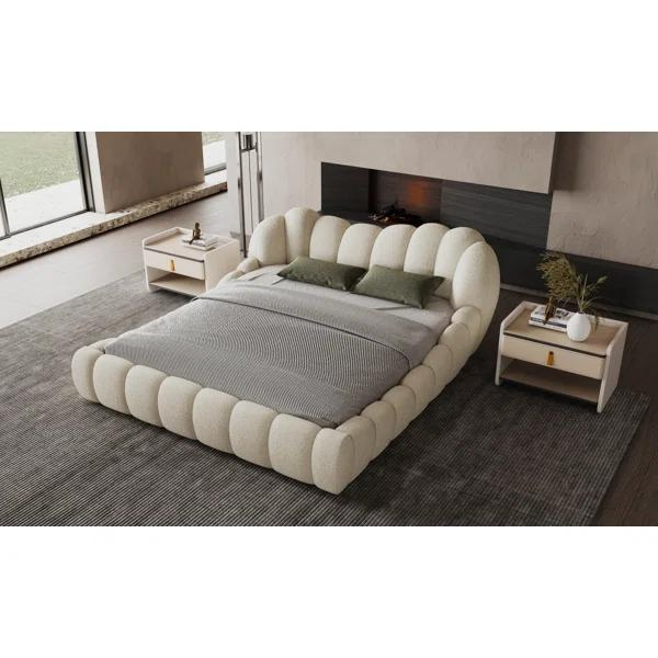 Vivid Bed Without Storage | King | Beige Fabric Upholstery