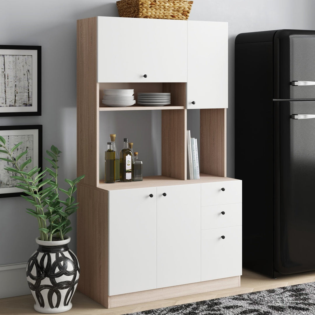 Reko Tall Crockery Unit |White/Beige