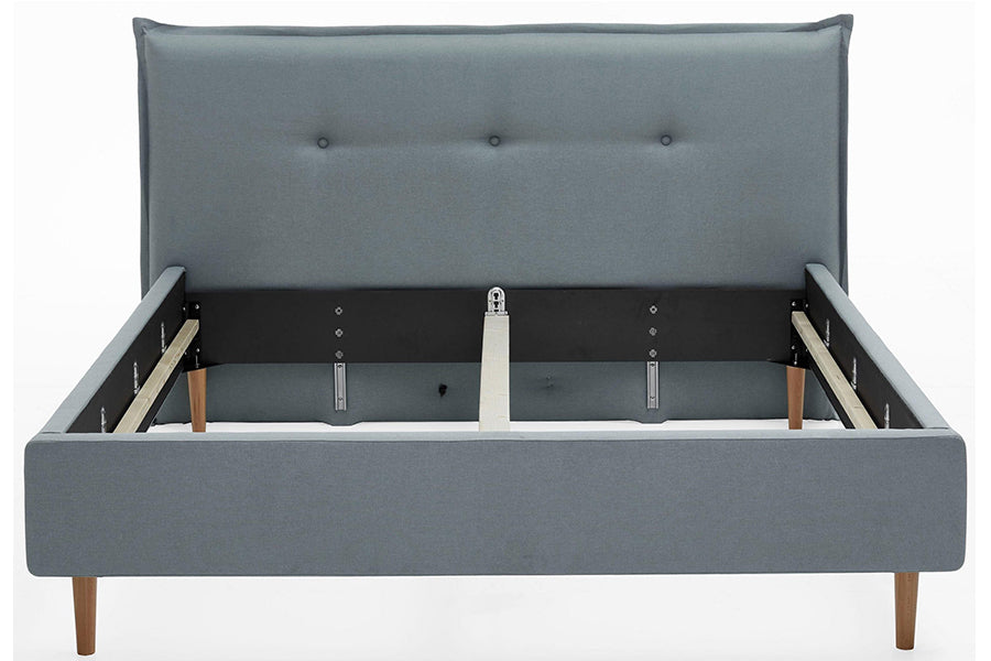 Devon Bed Heera Moti | Devon Bed Without Storage | King | Grey Fabric Upholstery
