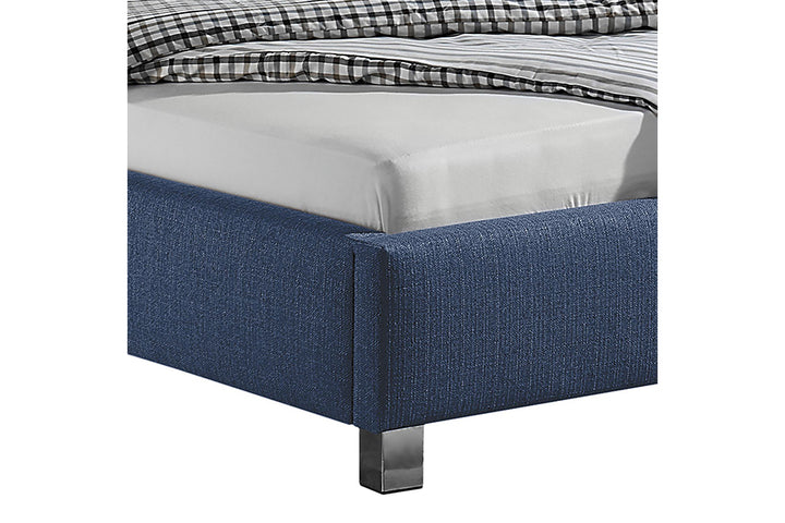 Case Bed Without Storage | King | Blue Fabric Upholstery