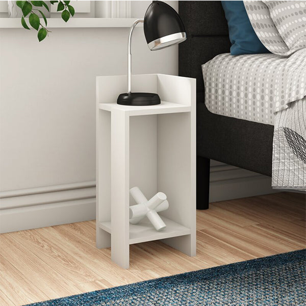 Corner End Table | White