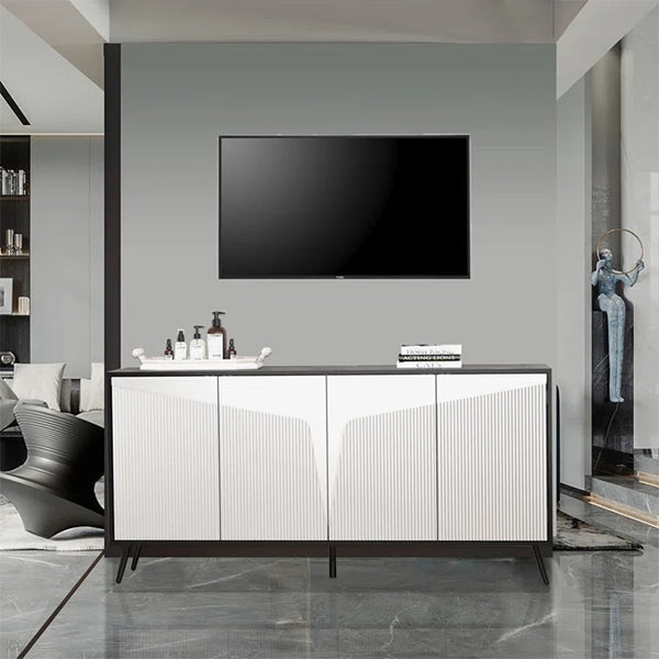 Embossed Sideboard & Cabinet | Small | White & Black