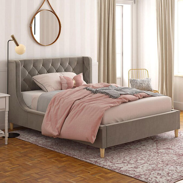 Rory Bed Without Storage | King | Grey Fabric