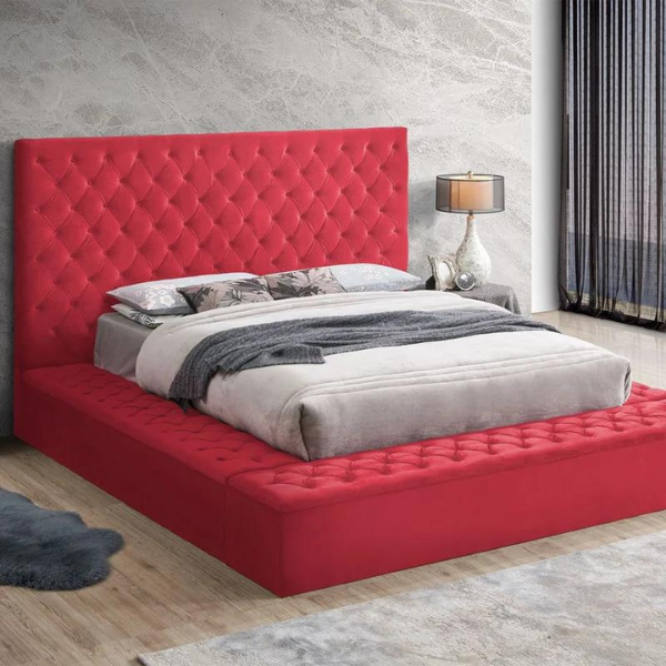 Ruby Rest Bed Without Storage | King | Red Fabric