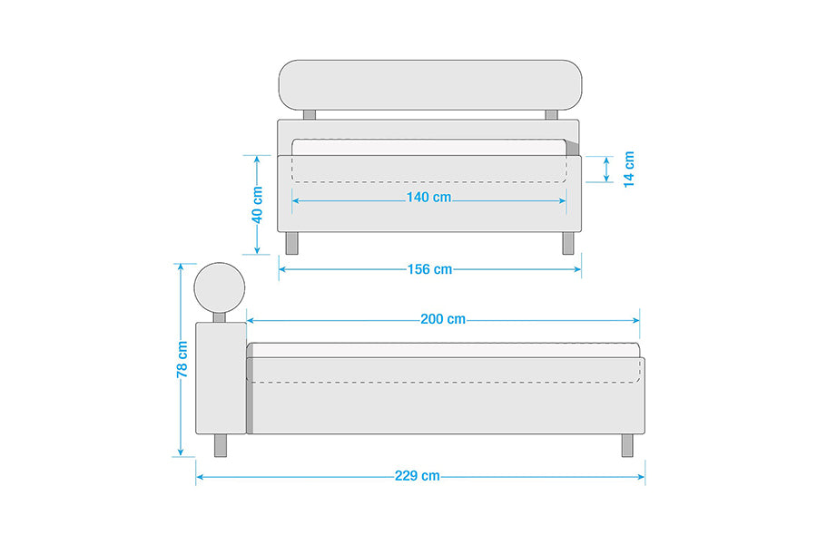 Issac Bed Without Storage | King | Pastel Blue Leatherette