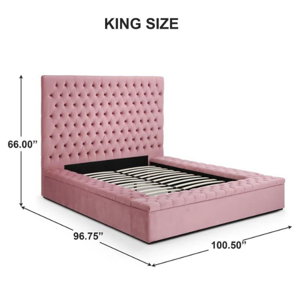 Ruby Rest Bed Without Storage | King | Pink Fabric