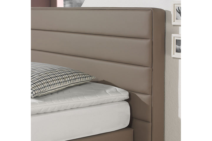 Finnley Bed Without Storage | King | Light Brown leatherette Upholsetry