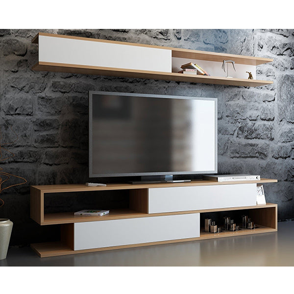 2 Part TV Stand | White & Beige