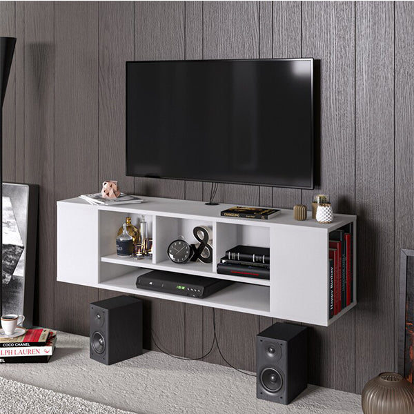 6 Box Wall Mount TV Unit | White