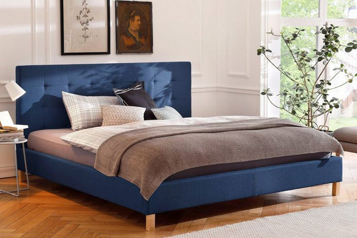 Spatium Bed Without Storage | King | Blue Fabric Upholstery