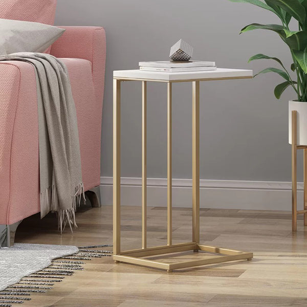 Tall Metal End Table | White