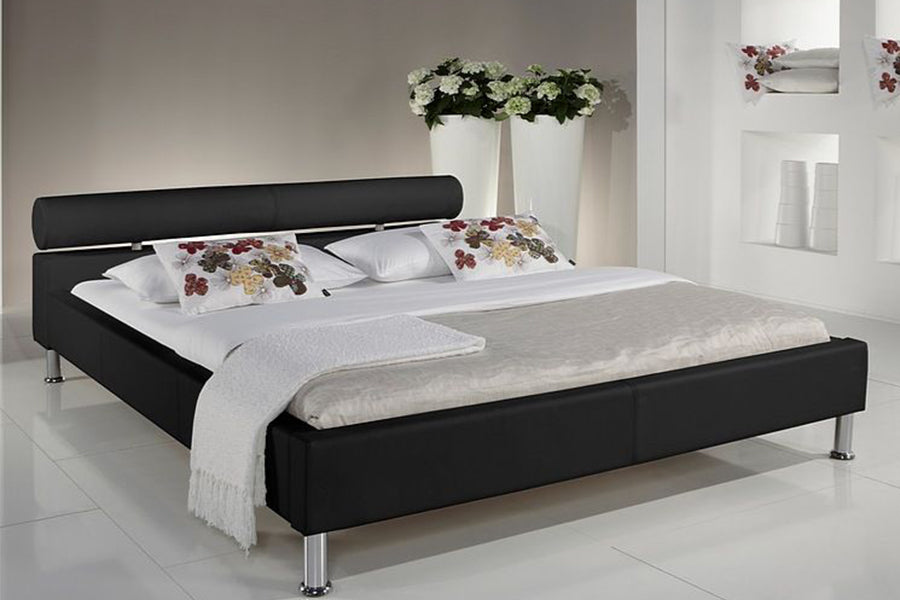 Issac Bed Without Storage | King | Black Leatherette