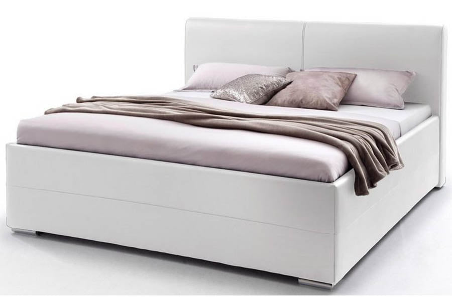 Vies Bed Hydraulic with Storage | King | White Leatherette