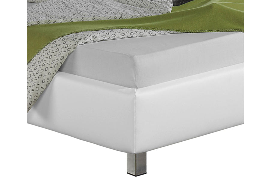 Callum Bed Without Storage | King | Off-White Leatherette Upholstery