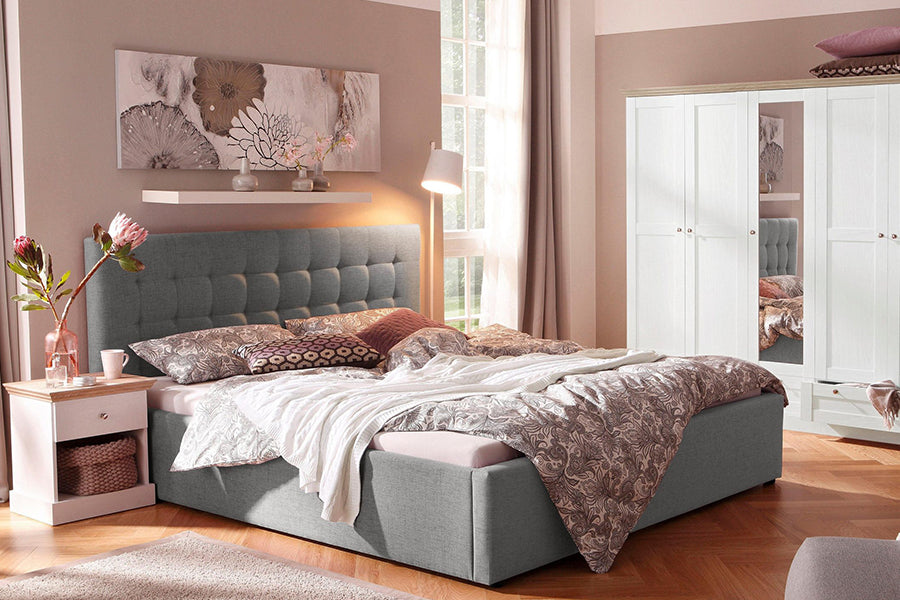 Raylan Bed with Hydraulic Storage | King | Grey Fabric