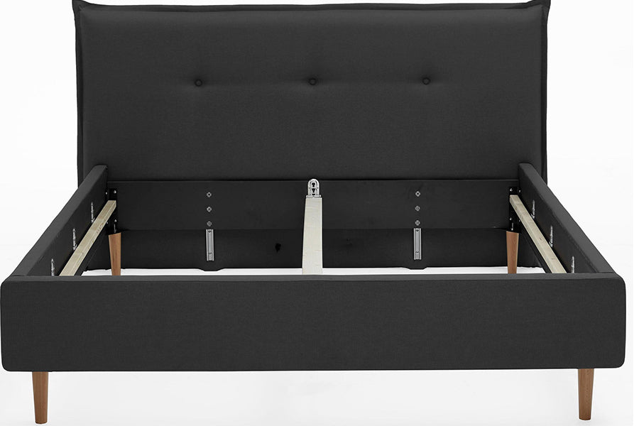 Devon Bed Heera Moti | Devon Bed Without Storage | King | Black Fabric Upholstery