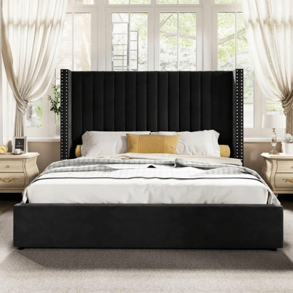 Onyx Bed with Hydraulic Storage | King | Black Fabric