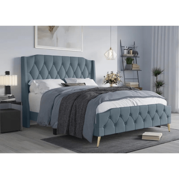 Opal Oasis Bed Without Storage | King | Blue Fabric