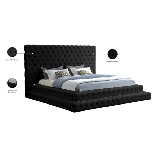 Pearl Bed Without Storage | King | Black Fabric