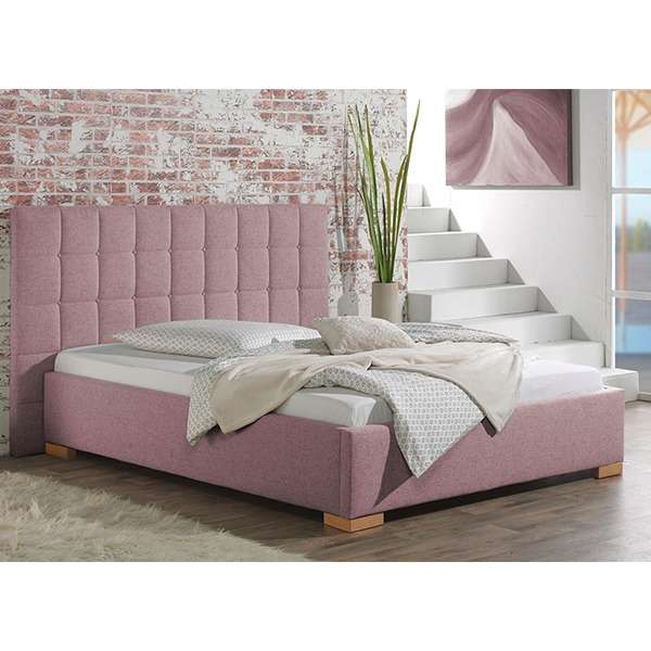 Neil Bed Without Storage | King | Pink Fabric