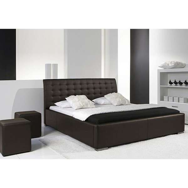 Paxton Bed with Hydraulic Storage | King | Brown Leatherette