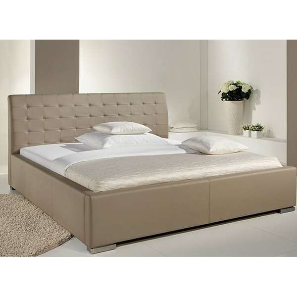 Paxton Bed with Hydraulic Storage | King | Beige Leatherette