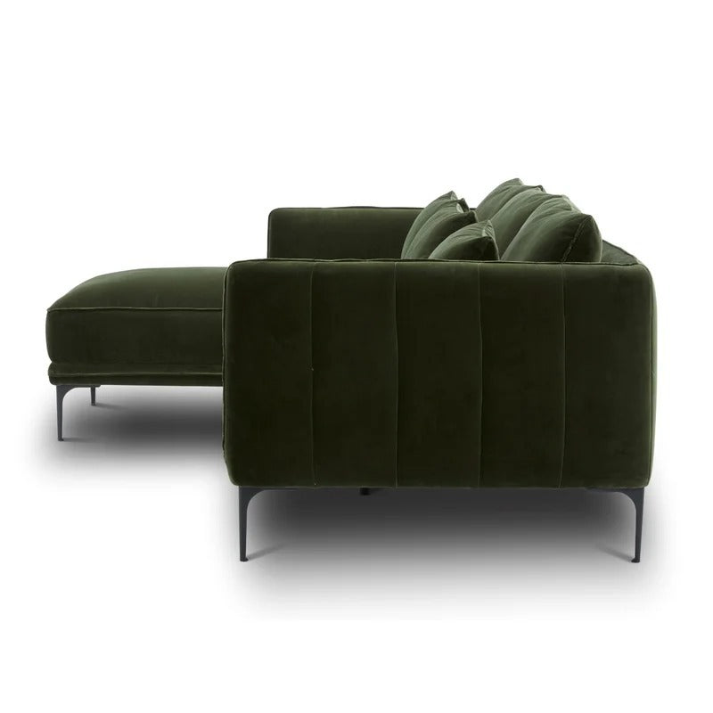 Aziel L shape Sofa | Green | Facing Left