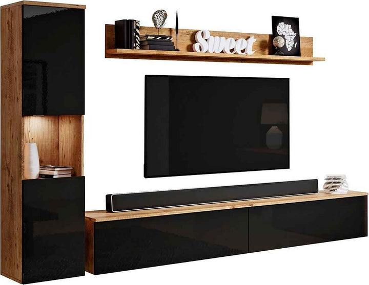 Oxy TV Units Set | Beech & Black
