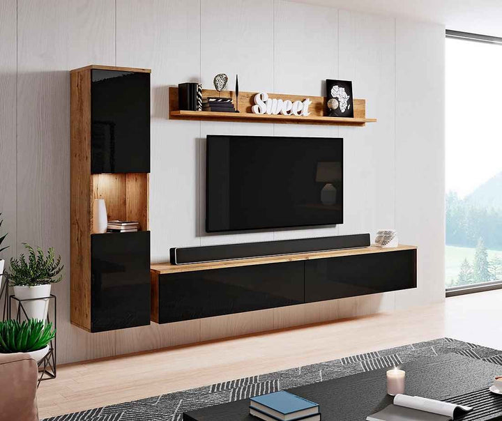 Oxy TV Units Set | Beech & Black