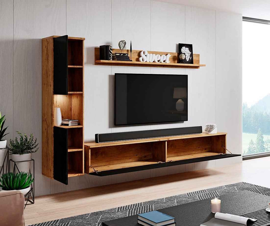Oxy TV Units Set | Beech & Black