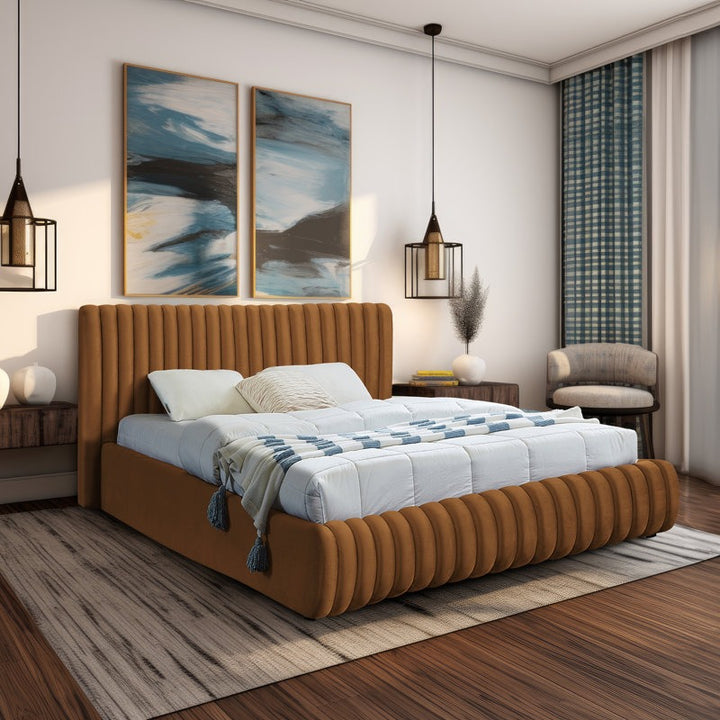 Kuro Bed without Storage | Queen | Tan Fabric