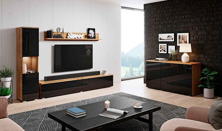 Oxy TV Units Set | Beech & Black