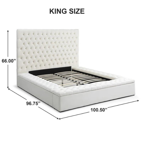 Ruby Rest Bed Without Storage | King | White Fabric