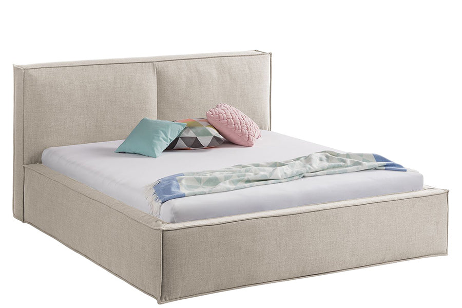 Samson Bed with Hydraulic Storage | King | Cream  Fabric Upholstery