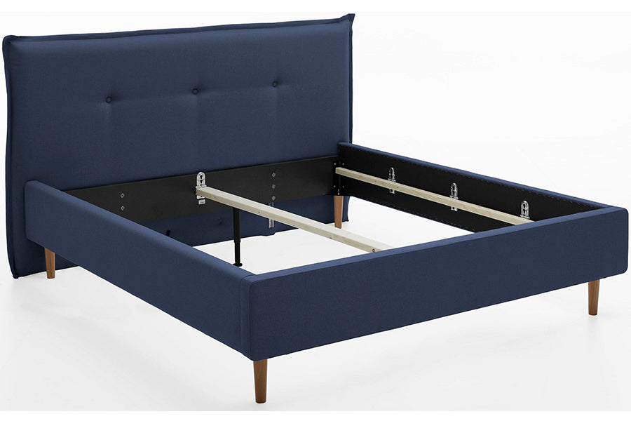 Devon Bed Heera Moti | Devon Bed Without Storage | King | Navy Blue Fabric Upholstery