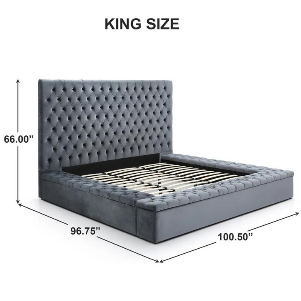 Ruby Rest Bed Without Storage | King | Grey Fabric