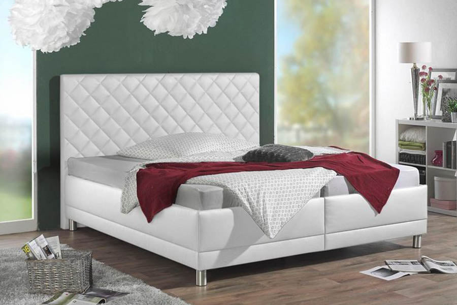 Viribus Bed Without Storage | King | White Leatherette