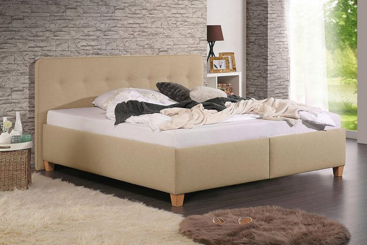 Agua Bed Without Storage | King | Cream Fabric Upholstery