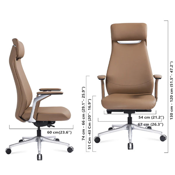 Bhil Director High Back Office Chair | Brown