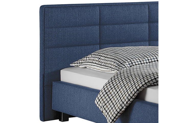 Case Bed Without Storage | King | Blue Fabric Upholstery