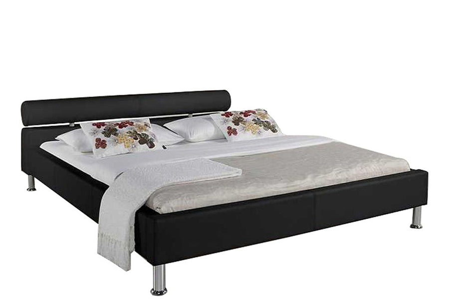 Issac Bed Without Storage | King | Black Leatherette