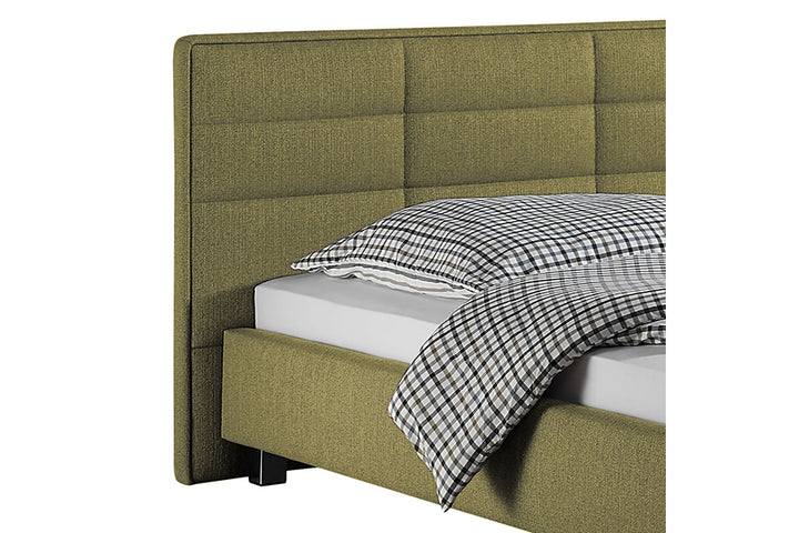 Case Bed Without Storage | King | Olive Green Fabric Upholstery