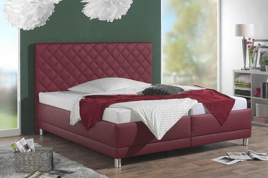 Viribus Bed Without Storage | King | Orche Red Leatherette