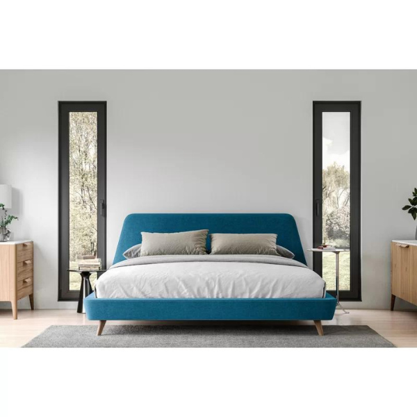 AristoCraft Bed Without Storage | King | Blue Fabric Upholstery