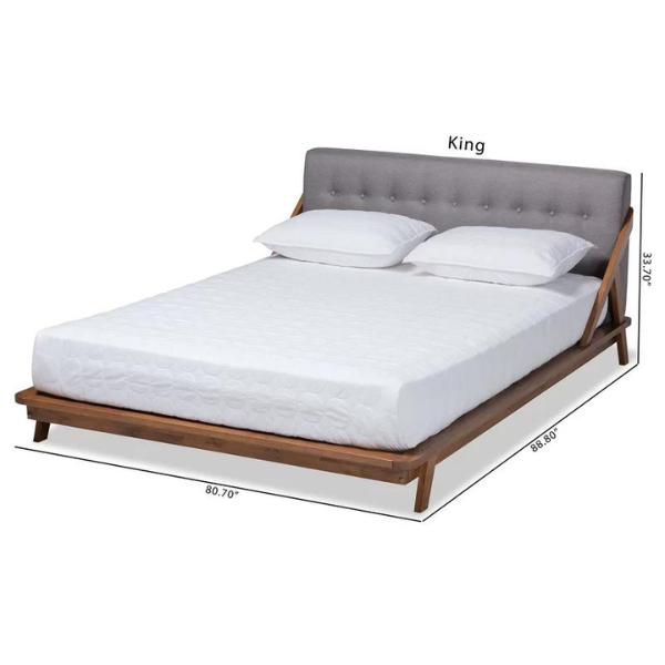 Garnet Bed Without Storage | King | Grey Fabric